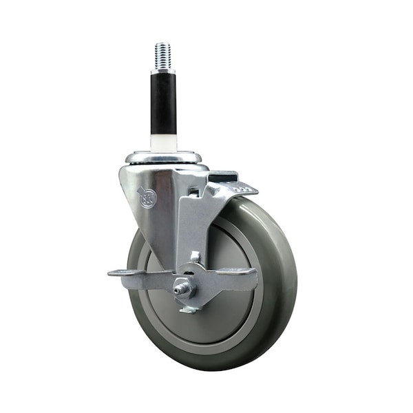 5'' SS Gray Poly Swivel 7/8'' Expanding Stem Caster with Brake